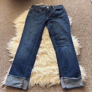 Loft curvy straight cuffed jeans